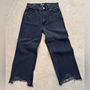 DL1961 Hepburn Wide Leg High Rise Vintage Black Distressed Jeans